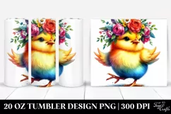 Baby Chicken Dancing with Floral Wreath | 20 oz Tumbler Product Image 1