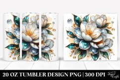 20 Oz Tumbler Sublimation | Golden Gardenia Watercolor Product Image 1