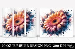20 Oz Tumbler Sublimation | Gerbera Watercolor Splash Product Image 1