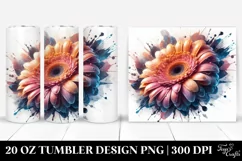 20 Oz Tumbler Sublimation | Gerbera Watercolor Splash Product Image 1