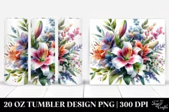Vibrant Colorful Lily Bouquet | 20 oz Tumbler Product Image 1