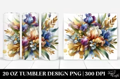 Colorful Bouquet with Gold Foil and Iris | 20 Oz Tumbler Product Image 1