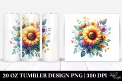 Colorful Watercolor Sunflower Clipart Product Image 1