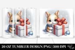 Cute Baby Rabbit Hiding Behind Gift Box, 20 Oz Tumbler Product Image 1