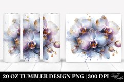 20 Oz Tumbler Sublimation | Golden Orchid Watercolor Splash Product Image 1