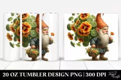 Small Gnome with Nasturtium Bouquet | 20 Oz Tumbler Product Image 1