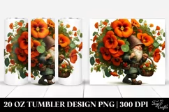 Small Gnome with Nasturtium Bouquet | 20 Oz Tumbler Product Image 1