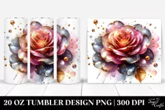 Rose Golden Insertions Watercolor Tumbler Product Image 1