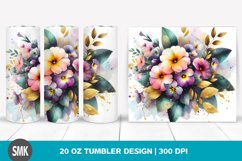 Vibrant Bouquet Gold Foil Watercolor Tumbler Product Image 1