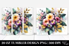 Vibrant Bouquet with Gold Foil and Primrose | 20 Oz Tumbler Product Image 1