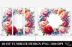 Colorful Watercolor Frame with Peonies | 20 oz Tumbler Product Image 1