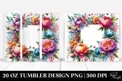 Colorful Watercolor Frame with Peonies | 20 oz Tumbler Product Image 1