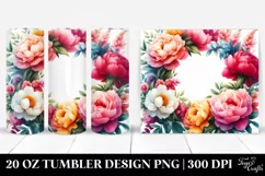 Colorful Watercolor Frame with Peonies | 20 oz Tumbler Product Image 1