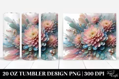 Glossy Pastel Chrysanthemum Art, High-Quality 20 Oz Tumbler Product Image 1