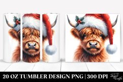 Cool Highland Cow with Santa Hat Clipart Product Image 1