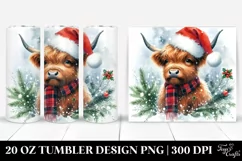 Cool Highland Cow with Santa Hat Clipart Product Image 1