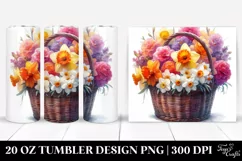 Colorful Watercolor Basket Daffodil Tumbler Product Image 1