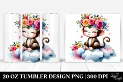 Cartoon-Style Monkey Watercolor 20 oz Tumbler Product Image 1