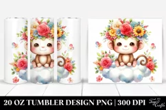 Cartoon-Style Monkey Watercolor 20 oz Tumbler Product Image 1