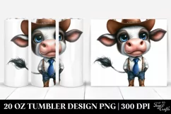 Proud Watercolor Cowboy Cow Clipart Product Image 1