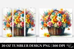 Colorful Watercolor Basket Daffodil Tumbler Product Image 1