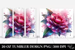 Glossy Camellia Watercolor Splash Tumbler Product Image 1