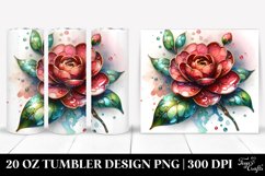 Glossy Camellia Watercolor Splash Tumbler Product Image 1