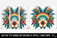 tropical Flower Rainbow Clipart | 20 oz Tumbler Product Image 1