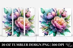 Detailed Vibrant Pastel Glossy Peonies Transparent | 20 oz Product Image 2