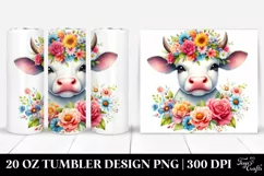 Vibrant Flower Crown Cow | 20 Oz Tumbler Product Image 1