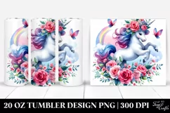 Vibrant Cute Unicorn Jumping Drawing | 20 oz Tumbler Product Image 1