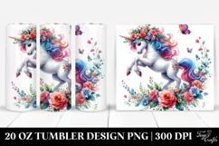 Vibrant Cute Unicorn Jumping Drawing | 20 oz Tumbler Product Image 1