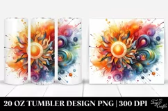 Colorful Watercolor Abstract Vibrant Sun | 20 oz Tumbler Product Image 1