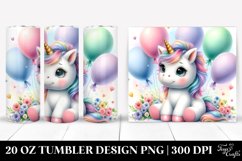 Baby Unicorn Balloons Tumbler sublimation Clipart Product Image 1