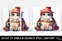 Cute Cat with Cozy Hot Cocoa, 20 Oz Tumbler Product Image 1