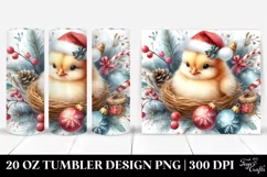 Cute Watercolor Chicken with Christmas Decorations 20 Oz Product Image 1