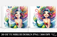 Vibrant Mermaid Smiling Drawing | 20 oz Tumbler Product Image 1
