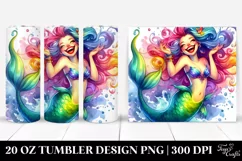 Vibrant Mermaid Smiling Drawing | 20 oz Tumbler Product Image 1