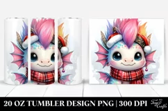 Cute Baby Dragon in Santa Hat Sublimation Clipart Product Image 1