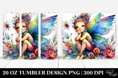 Vibrant Fairy Sitting Drawing | 20 oz Tumbler Product Image 1