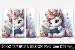 Cute Baby Unicorn Reading | 20 oz Tumbler Product Image 1