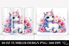 Cute Baby Unicorn Watercolor | 20 Oz Tumbler Product Image 1