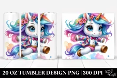 Vibrant Cute Unicorn Dressed Drawing | 20 oz Tumbler Product Image 1