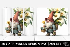Detailed Gnome with Calla Lily Bouquet | 20 oz Tumbler Product Image 1