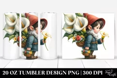 Detailed Gnome with Calla Lily Bouquet | 20 oz Tumbler Product Image 1