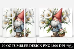 Detailed Gnome with Calla Lily Bouquet | 20 oz Tumbler Product Image 1