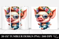 Expressive Baby Pig with Floral Wreath | 20 oz Tumbler Product Image 1