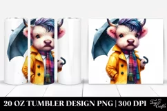 Modest Baby Highland Cow with Raincoat | 20 oz Tumbler Product Image 1