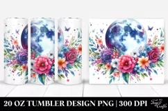 Vibrant Whimsical Moon with Flowers | 20 oz Tumbler Product Image 1