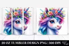 Cute Baby Unicorn with Wreath Clipart Product Image 1